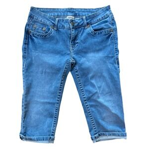 True Religion Women's Capri Blue Y2K Jeans Medium Wash Low Rise Size 26